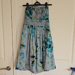 The Limited Blue Green Floral Strapless Dress NWT Size 8